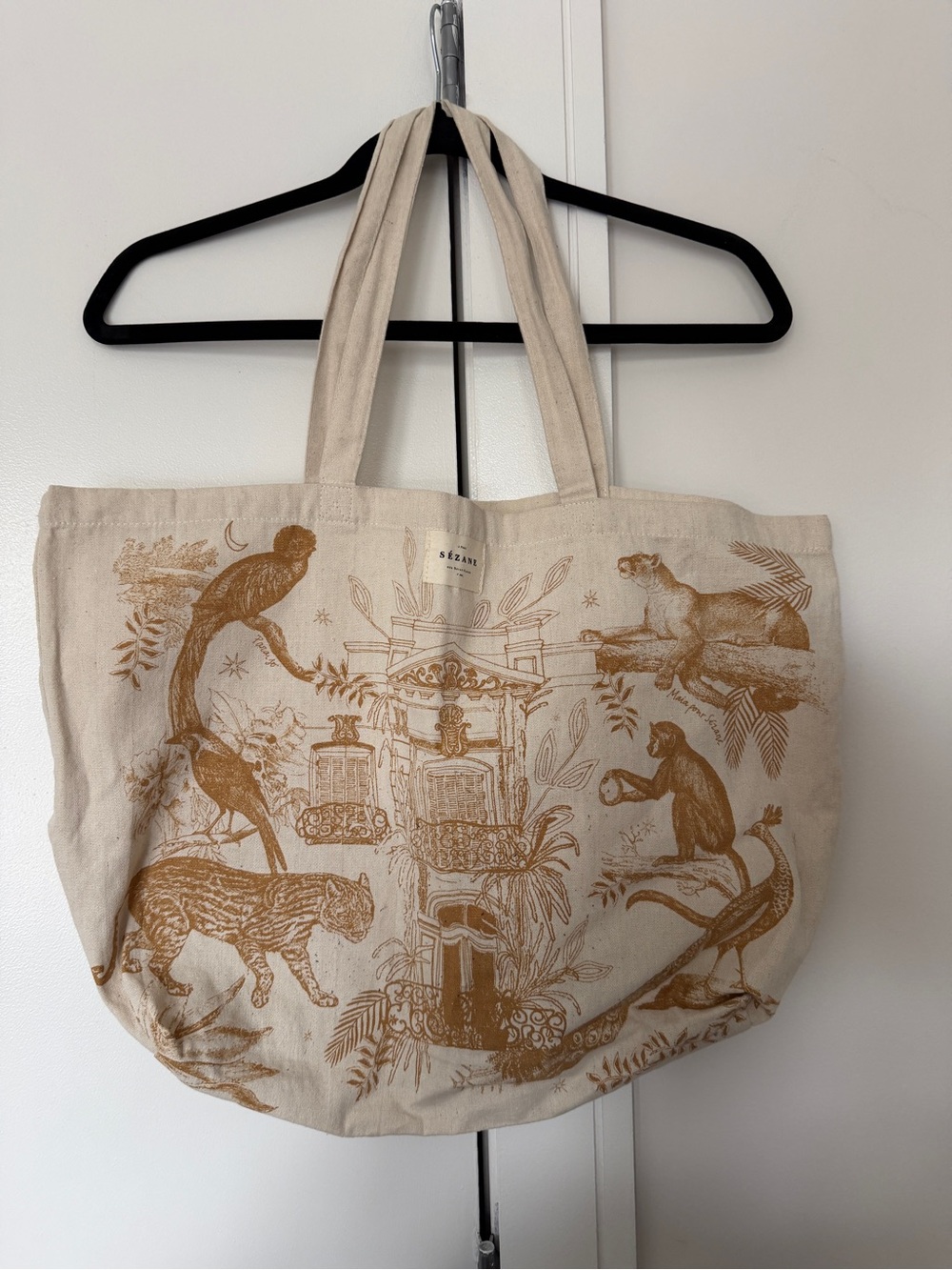 SEZANE Paris Paraiso Jungle Tote Bag Cotton Canvas Color